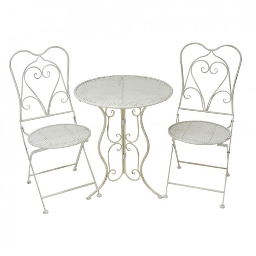 ΤΡΑΠΕΖΙ ΜΕΤΑΛΛΙΚΟ ΣΤΡΟΓΓΥΛΟ ΜΠΕΖ ΑΝΤΙΚΕ 60x70εκ.ANKOR