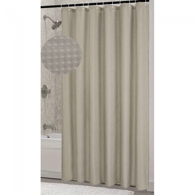 ΚΟΥΡΤΙΝΑ ΠΟΛΥΕΣΤΕΡΙΚΗ 180x180εκ 115gsm ΜΕ 12 ΚΡΙΚΟΥΣ ΣΕ ΜΠΕΖ ΧΡΩΜΑ ANKOR