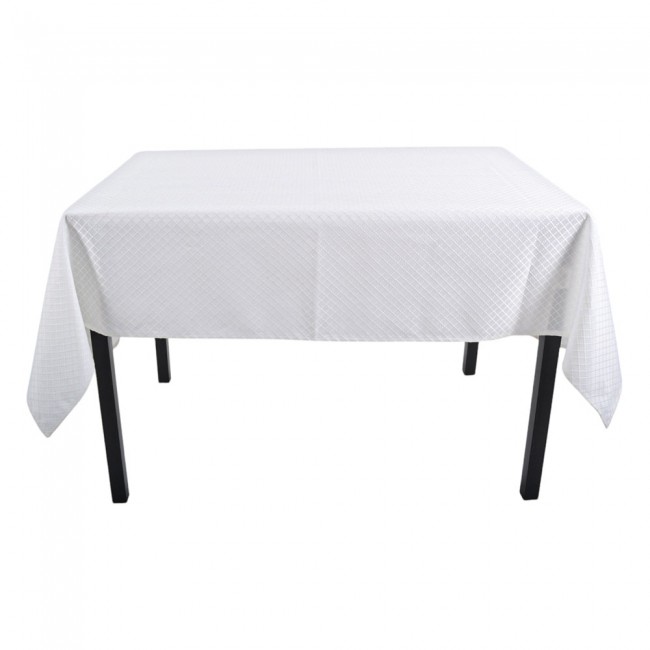 ΤΡΑΠΕΖΟΜΑΝΤΗΛΟ ΖΑΚΑΡ ΑΛΕΚΙΑΣΤΟ ΛΕΥΚΟ 140x180εκ. ΜΕ ΔΙΑΚΡΙΤΙΚΟ ΚΑΡΩ ΣΧΕΔΙΟ ANKOR