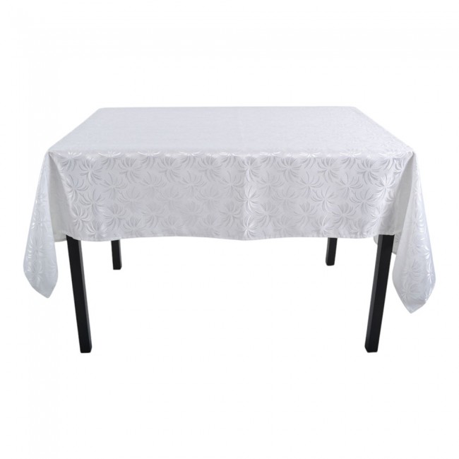 ΤΡΑΠΕΖΟΜΑΝΤΗΛΟ ΖΑΚΑΡ ΑΛΕΚΙΑΣΤΟ ΛΕΥΚΟ 140x180εκ. ΜΕ ΔΙΑΚΡΙΤΙΚΟ ΑΝΑΓΛΥΦΟ ΜΟΤΙΒΟ ANKOR