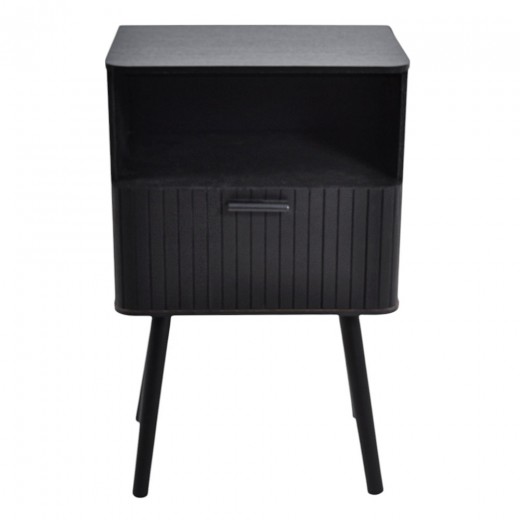 ΚΟΜΟΔΙΝΟ ΞΥΛΙΝΟ ΜΕ ΡΑΦΙ ΚΑΙ ΣΥΡΤΑΡΙ ΣΕ ΜΑΥΡΟ ΧΡΩΜΑ 40x29x65εκ. ANKOR