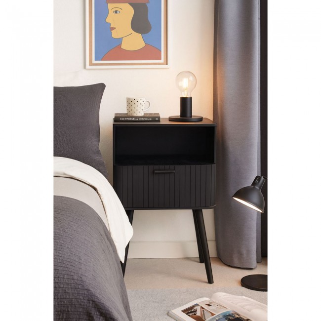 ΚΟΜΟΔΙΝΟ ΞΥΛΙΝΟ ΜΕ ΡΑΦΙ ΚΑΙ ΣΥΡΤΑΡΙ ΣΕ ΜΑΥΡΟ ΧΡΩΜΑ 40x29x65εκ. ANKOR