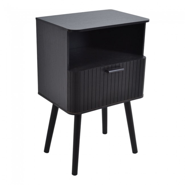 ΚΟΜΟΔΙΝΟ ΞΥΛΙΝΟ ΜΕ ΡΑΦΙ ΚΑΙ ΣΥΡΤΑΡΙ ΣΕ ΜΑΥΡΟ ΧΡΩΜΑ 40x29x65εκ. ANKOR