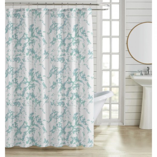 ΚΟΥΡΤΙΝΑ ΜΠΑΝΙΟΥ ΠΟΛΥΕΣΤΕΡΙΚΗ 180x180εκ 90gsm ΜΕ 12 ΚΡΙΚΟΥΣ ΕΦΕ ΜΑΡΜΑΡΟ ΣΕ ΤΥΡΚΟΥΑΖ ΧΡΩΜΑ ANKOR
