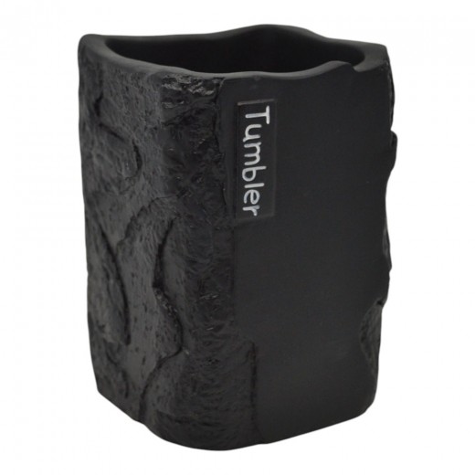 ΠΟΤΗΡΟΘΗΚΗ ΠΟΛΥΕΣΤΕΡΙΚΗ ΜΑΥΡΗ ΜΕ ΟΨΗ ΠΕΤΡΑΣ 7,7x7,7x10,8εκ.ANKOR