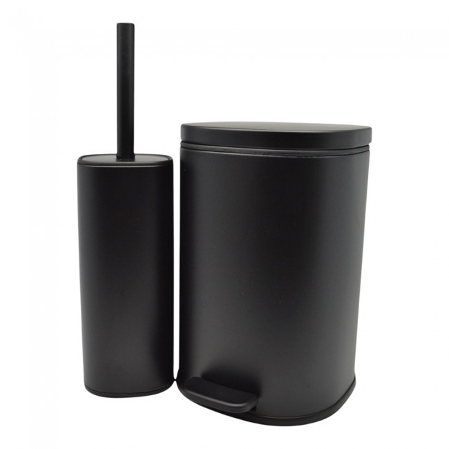 ΣΕΤ ΚΑΛΑΘΙ ΜΠΑΝΙΟΥ 5lt ANYDAY SOFT CLOSE ΚΑΙ ΠΙΓΚΑΛ ΒΟΥΡΤΣΑΚΙ FINGER PRINT PROOF ΜΑΥΡΟ ΜΑΤ ANKOR