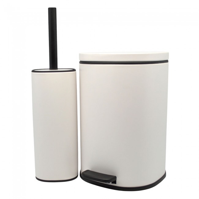 ΣΕΤ ΚΑΛΑΘΙ ΜΠΑΝΙΟΥ 5lt ANYDAY SOFT CLOSE ΚΑΙ ΠΙΓΚΑΛ ΒΟΥΡΤΣΑΚΙ FINGER PRINT PROOF ΑΣΠΡΟ ΜΑΤ ANKOR