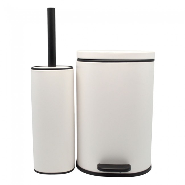 ΣΕΤ ΚΑΛΑΘΙ ΜΠΑΝΙΟΥ 5lt ANYDAY SOFT CLOSE ΚΑΙ ΠΙΓΚΑΛ ΒΟΥΡΤΣΑΚΙ FINGER PRINT PROOF ΑΣΠΡΟ ΜΑΤ ANKOR