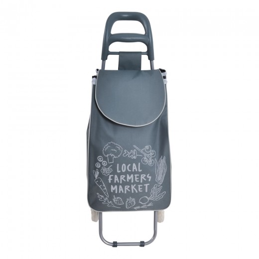 ΚΑΡΟΤΣΙ ΛΑΪΚΗΣ ΜΕΤΑΛΛΙΚΟ ΜΕ ΓΚΡΙ ΣΑΚΟ FARMERS MARKET 35x27x94εκ. ANKOR