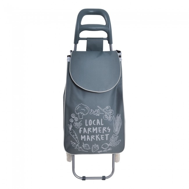 ΚΑΡΟΤΣΙ ΛΑΪΚΗΣ ΜΕΤΑΛΛΙΚΟ ΜΕ ΓΚΡΙ ΣΑΚΟ FARMERS MARKET 35x27x94εκ. ANKOR