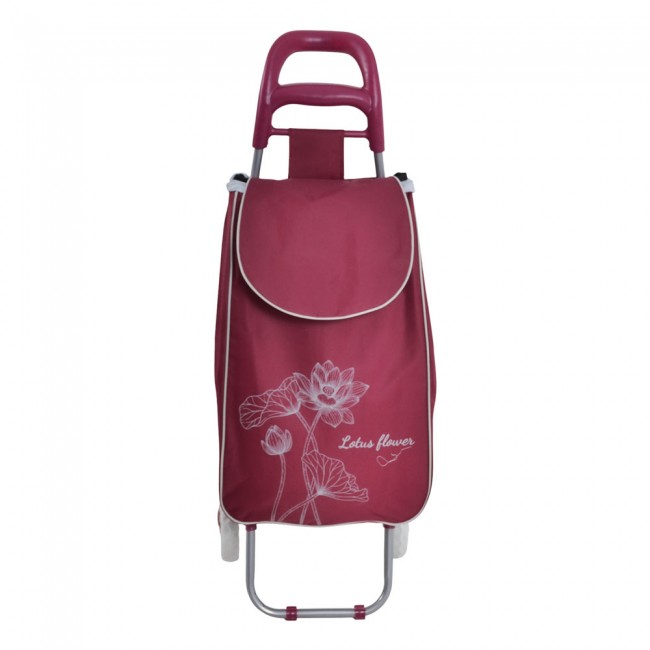 ΚΑΡΟΤΣΙ ΛΑΪΚΗΣ ΜΕΤΑΛΛΙΚΟ ΜΕ ΜΠΟΡΝΤΟ ΣΑΚΟ ΚΑΙ ΣΧΕΔΙΟ ΛΩΤΟΥΣ 35x27x94εκ. ANKOR