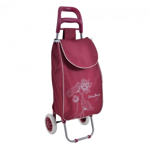 ΚΑΡΟΤΣΙ ΛΑΪΚΗΣ ΜΕΤΑΛΛΙΚΟ ΜΕ ΜΠΟΡΝΤΟ ΣΑΚΟ ΚΑΙ ΣΧΕΔΙΟ ΛΩΤΟΥΣ 35x27x94εκ. ANKOR