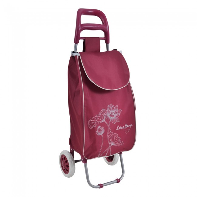 ΚΑΡΟΤΣΙ ΛΑΪΚΗΣ ΜΕΤΑΛΛΙΚΟ ΜΕ ΜΠΟΡΝΤΟ ΣΑΚΟ ΚΑΙ ΣΧΕΔΙΟ ΛΩΤΟΥΣ 35x27x94εκ. ANKOR