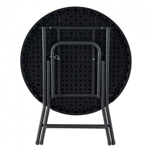 ΤΡΑΠΕΖΙ ΠΤΥΣΣΟΜΕΝΟ ΠΛΑΣΤΙΚΟ ΜΑΥΡΟ ΣΕ ΟΨΗ ΞΥΛΟΥ ΜΕ ΜΕΤΑΛΛΙΚΑ ΠΟΔΙΑ 80x74εκ. ANKOR