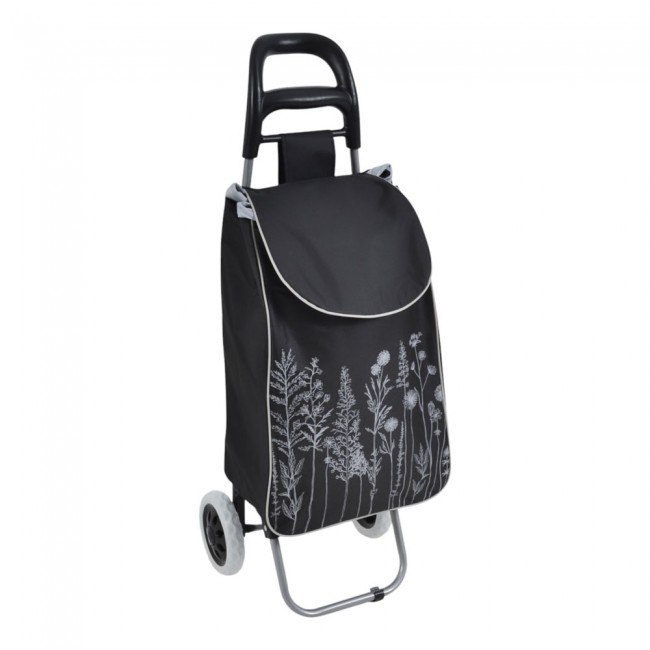 ΚΑΡΟΤΣΙ ΛΑΪΚΗΣ ΜΕΤΑΛΛΙΚΟ ΜΕ ΜΑΥΡΟ ΣΑΚΟ ΚΑΙ ΣΧΕΔΙΟ ΛΟΥΛΟΥΔΙΑ 35x27x94εκ. ANKOR