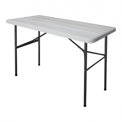 ΤΡΑΠΕΖΙ ΠΛΑΣΤΙΚΟ ΑΣΠΡΟ ΜΕ ΟΨΗ ΞΥΛΟΥ ΚΑΙ ΑΝΑΔΙΠΛΟΥΜΕΝΑ ΜΕΤΑΛΛΙΚΑ ΠΟΔΙΑ 122x60x74εκ. ANKOR