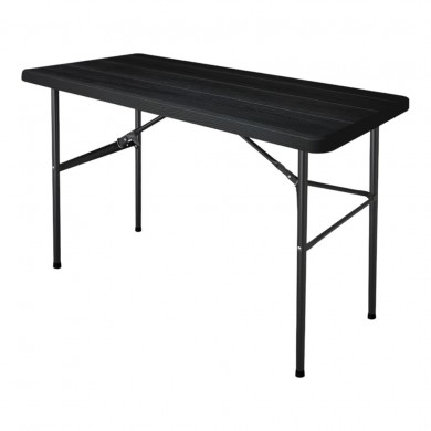 ΤΡΑΠΕΖΙ ΠΛΑΣΤΙΚΟ ΜΑΥΡΟ ΜΕ ΟΨΗ ΞΥΛΟΥ ΚΑΙ ΑΝΑΔΙΠΛΟΥΜΕΝΑ ΜΕΤΑΛΛΙΚΑ ΠΟΔΙΑ 122x60x74εκ. ANKOR