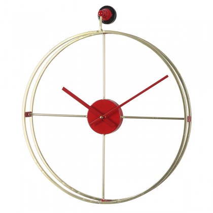 Ρολόι Τοίχου Χρυσό/Κόκκινο Μέταλλο 45.5x53x5.5cm