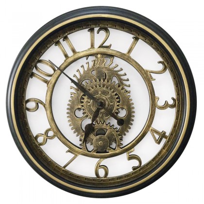Ρολόι Τοίχου Χρυσό/Μαύρο Πλαστικό Φ50.8cm