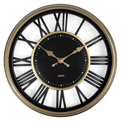 Ρολόι Τοίχου Χρυσό Πλαστικό Φ30.5x4cm