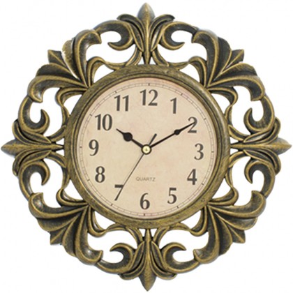 Ρολόι Τοίχου Χρυσό Πλαστικό Φ40.6cm