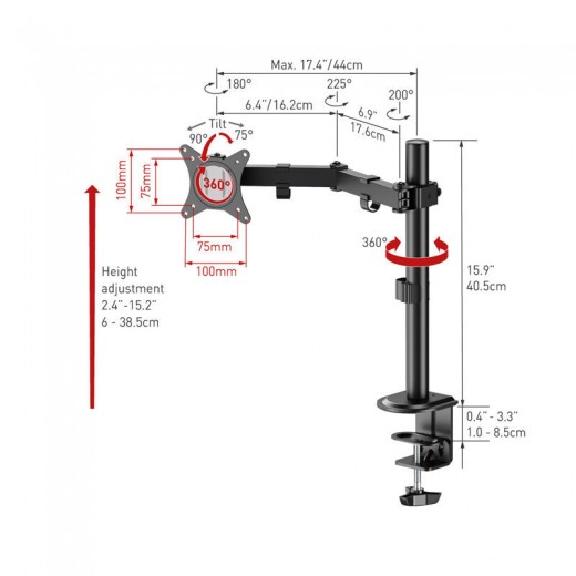 Βάση Οθόνης Γραφείου M121T Barkan 13&quot; - 34&quot;
