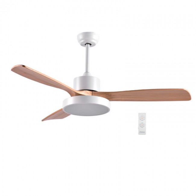 Ανεμιστήρας Οροφής PRCF-80616 Primo 52'' 130εκ. Με Τηλεχειριστήριο 1Φως LED 3Φτερά Λευκός με ξύλινα φτερά