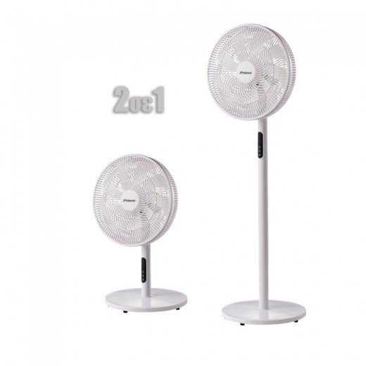 Ανεμιστήρας Ορθοστάτης PRSF-80645 Primo 16'' 40εκ. Με Τηλεχειριστήριο 9Φτερά Λευκός 2 σε 1