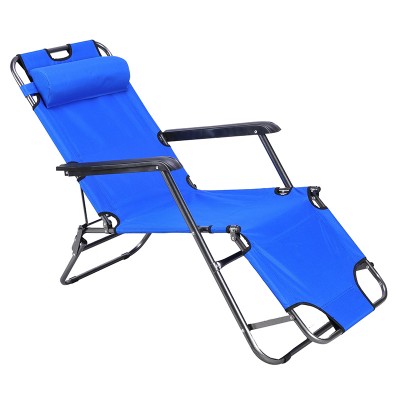 Πολυθρόνα-ξαπλώστρα μεταλλική 3 θέσεων με textline σε σκούρο μπλε χρώμα 168x60x79εκ.