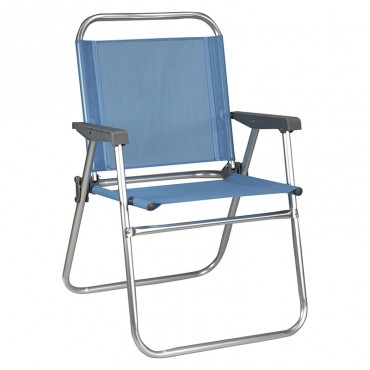 Πολυθρόνα αλουμινίου πτυσσόμενη με αδιάβροχο textilene σε χρώμα γαλάζιο 52x56x80εκ.