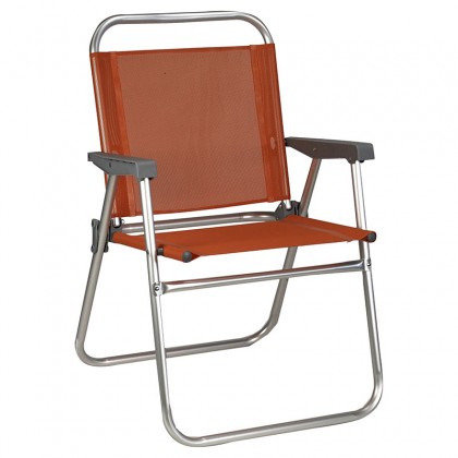 Πολυθρόνα αλουμινίου πτυσσόμενη με αδιάβροχο textilene σε χρώμα πορτοκαλί 52x56x80εκ.
