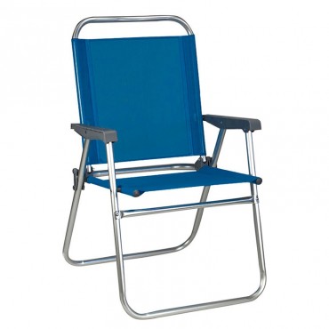Πολυθρόνα αλουμινίου πτυσσόμενη με αδιάβροχο textilene σε χρώμα μπλε 65x56x92εκ.