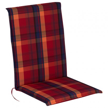 Μαξιλάρι υφασμάτινο για καρέκλα με χαμηλή πλάτη σε καρώ κόκκινο-πορτοκαλί 94x43x5εκ.