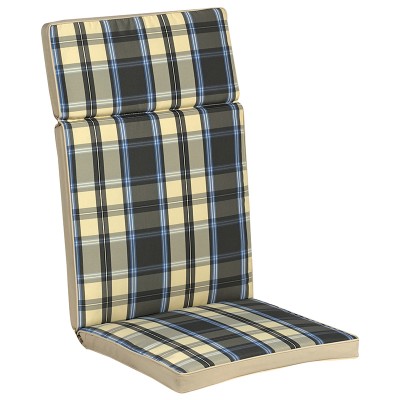 Μαξιλάρι υφασμάτινο για καρέκλα με ψηλή πλάτη σε καρώ γαλάζιο-μπεζ 114x48x5εκ.