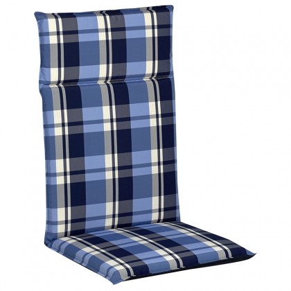 Μαξιλάρι υφασμάτινο για καρέκλα με ψηλή πλάτη σε καρώ μπλε 114x48x5εκ.