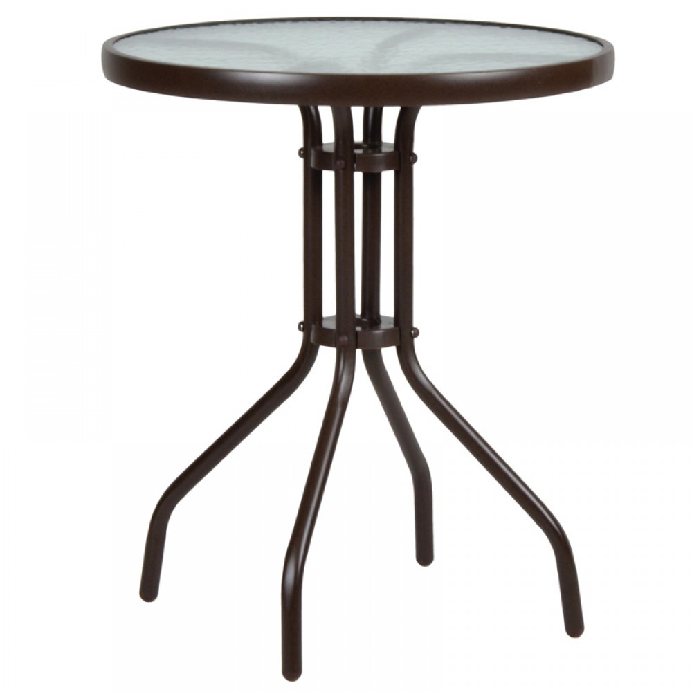 Τραπέζι αλουμινίου LIMA σε χρώμα καφέ Ø60x71εκ.