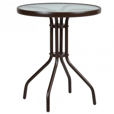 Τραπέζι αλουμινίου LIMA σε χρώμα καφέ Ø70x71εκ.