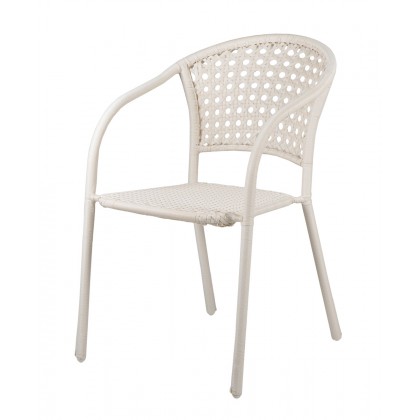 Πολυθρόνα "PAROS" με wicker σε λευκό πάγου 67x55x84 εκ.