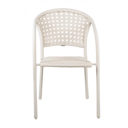 Πολυθρόνα "PAROS" με wicker σε λευκό πάγου 67x55x84 εκ.