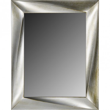 Καθρέφτης τοίχου ορθογώνιος με πλαστική κορνίζα σε χρώμα κρεμ/σαμπανί 75x60εκ.