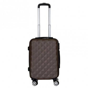 Βαλίτσα καμπίνας μικρή ABS σκληρή σε χρώμα καφέ 37x22x57 εκ.