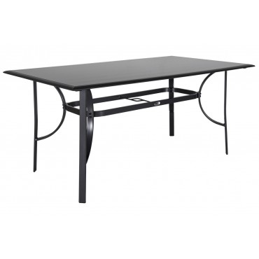 Τραπέζι αλουμινίου με ανθρακί σκελετό και τζάμι σε χρώμα μαύρο 150x90εκ.