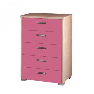Συρταριέρα παιδική με 5 συρτάρια 60x45x90εκ. δρυς-ροζ