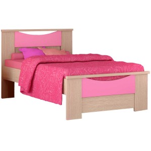 Παιδικό κρεβάτι ημίδιπλο "ΧΑΜΟΓΕΛΟ" δρυς-ροζ 110x190εκ.