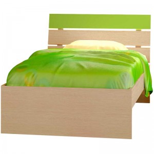 Παιδικό κρεβάτι Νότα ημίδιπλο σε χρώμα δρυς - λαχανί 110x190εκ.
