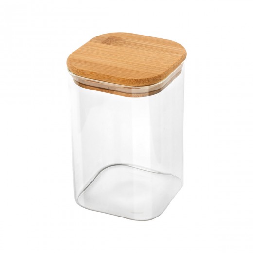ESTIA ΔΟΧΕΙΟ ΑΠΟΘΗΚΕΥΣΗΣ BAMBOO ESSENTIALS 950ml ΓΥΑΛΙΝΟ ΜΕ ΚΑΠΆΚΙ