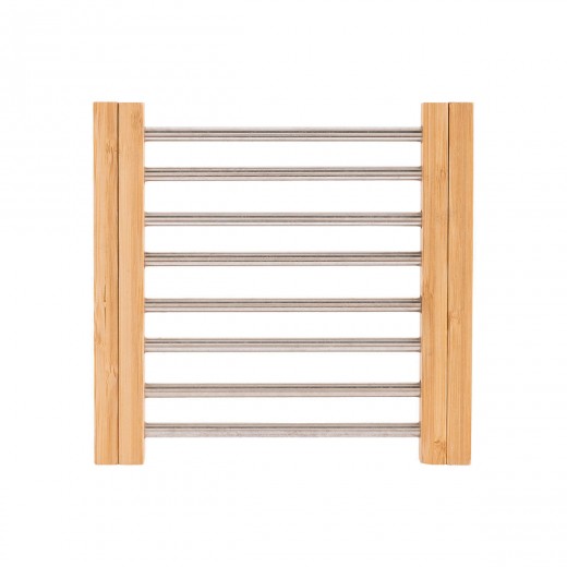 ESTIA ΒΑΣΗ ΜΑΓΕΙΡΙΚΟΥ ΣΚΕΥΟΥΣ BAMBOO ESSENTIALS ME ΑΝΟΞΕΙΔΩΤΟ ΑΤΣΑΛΙ ΠΤΥΣΣΟΜΕΝΗ 22x21.3x2.2cm