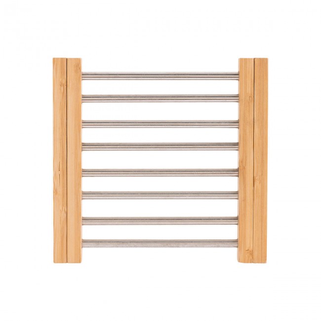 ESTIA ΒΑΣΗ ΜΑΓΕΙΡΙΚΟΥ ΣΚΕΥΟΥΣ BAMBOO ESSENTIALS ME ΑΝΟΞΕΙΔΩΤΟ ΑΤΣΑΛΙ ΠΤΥΣΣΟΜΕΝΗ 22x21.3x2.2cm