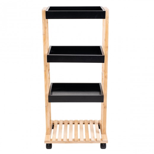 ESTIA ΤΡΟΛΕΪ ΑΠΟΘΗΚΕΥΣΗΣ BAMBOO ESSENTIALS 4 ΕΠΙΠΕΔΩΝ 40x30x88cm ΜΑΥΡΟ