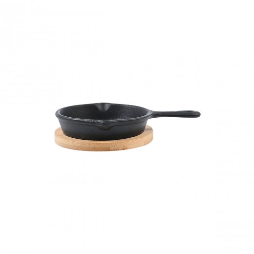 ESTIA ΤΗΓΑΝΙ ΣΕΡΒΙΡΙΣΜΑΤΟΣ IRON MANTEMENIO 10cm ΜΕ ΒΑΣΗ BAMBOO
